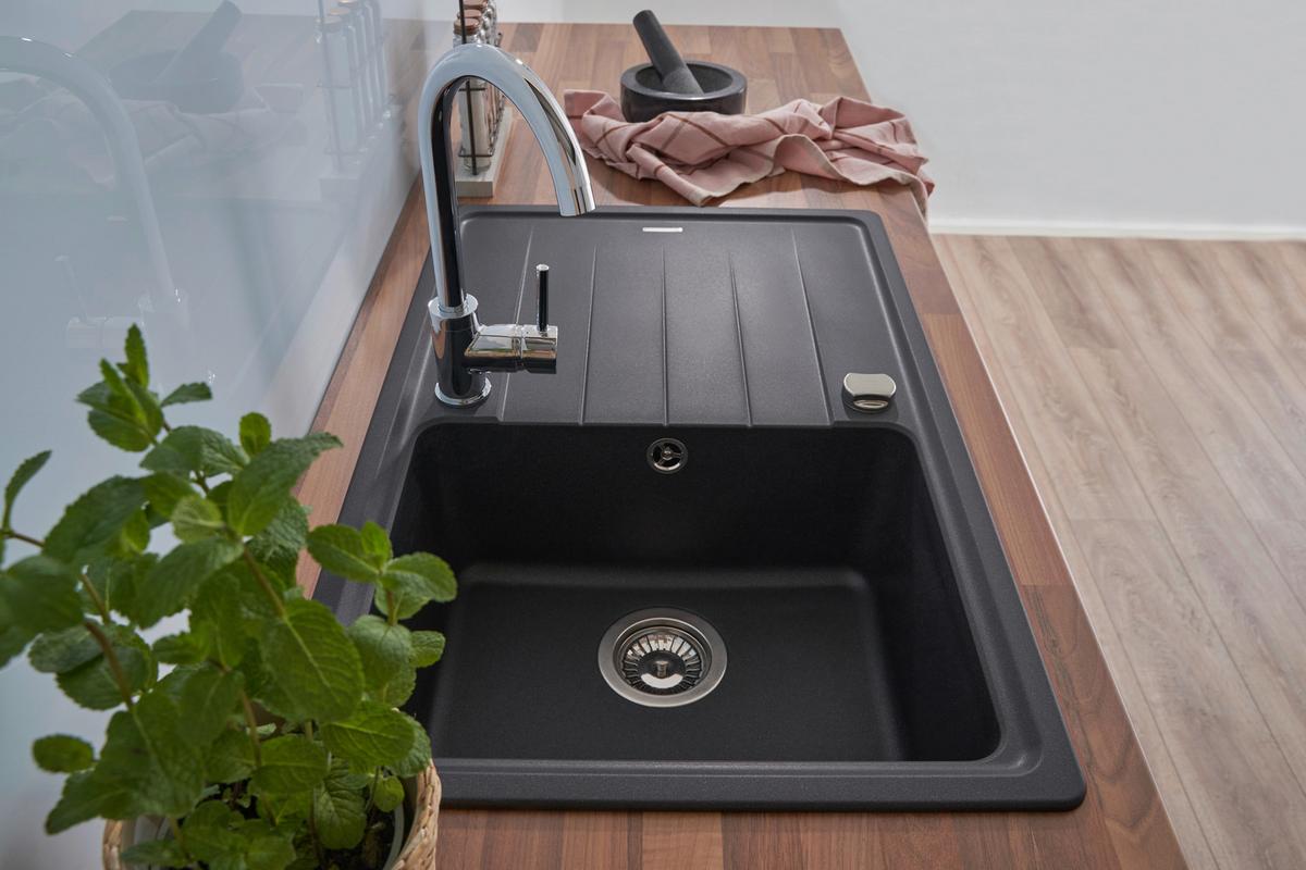 Spüle Respekta Stein Bxt: 78x50 cm - Schwarz, Trend, Stein (78/18,5/50cm) - Respekta