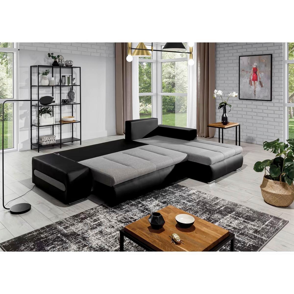 Ecksofa Ottavio Grau/Weiß S: 278x180cm - Chromfarben/Weiß, Design, Textil (275/180cm) - MID.YOU