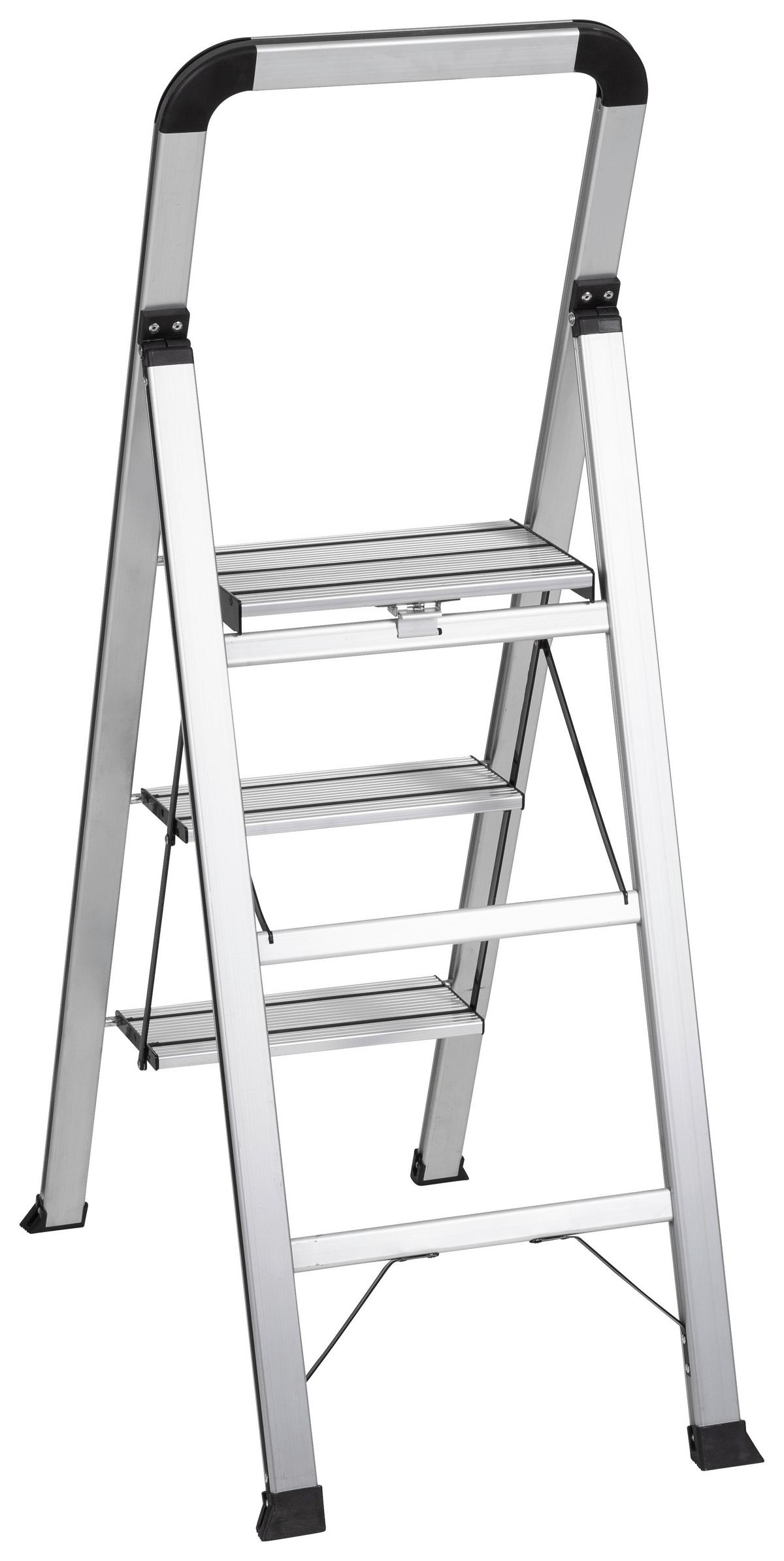 Klapptrittleiter Solid V - Alufarben, Basics, Metall (42/128/5cm) - MID.YOU