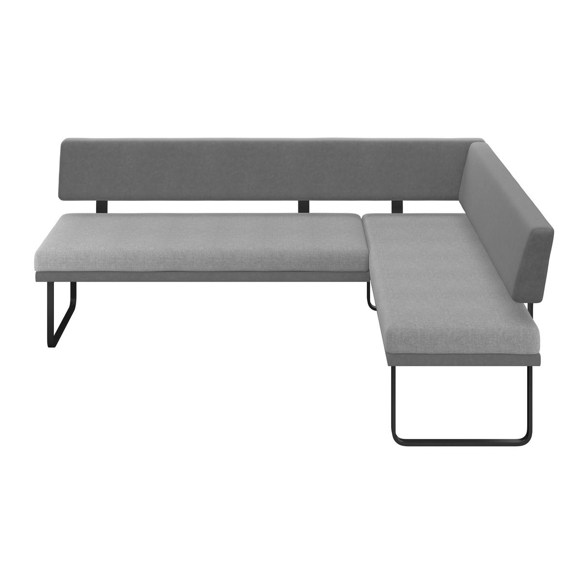 Eckbank Kian Webstoff Grau, S: 233x164cm - Schwarz/Grau, Trend, Textil/Metall (233/164cm)