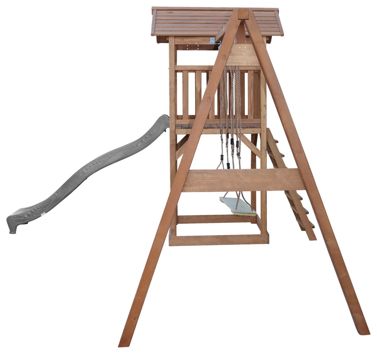 Spielturm A025.122.80 - Braun/Grau, KONVENTIONELL, Holz/Kunststoff (356,6/241,9/349cm) - Ambia Garden