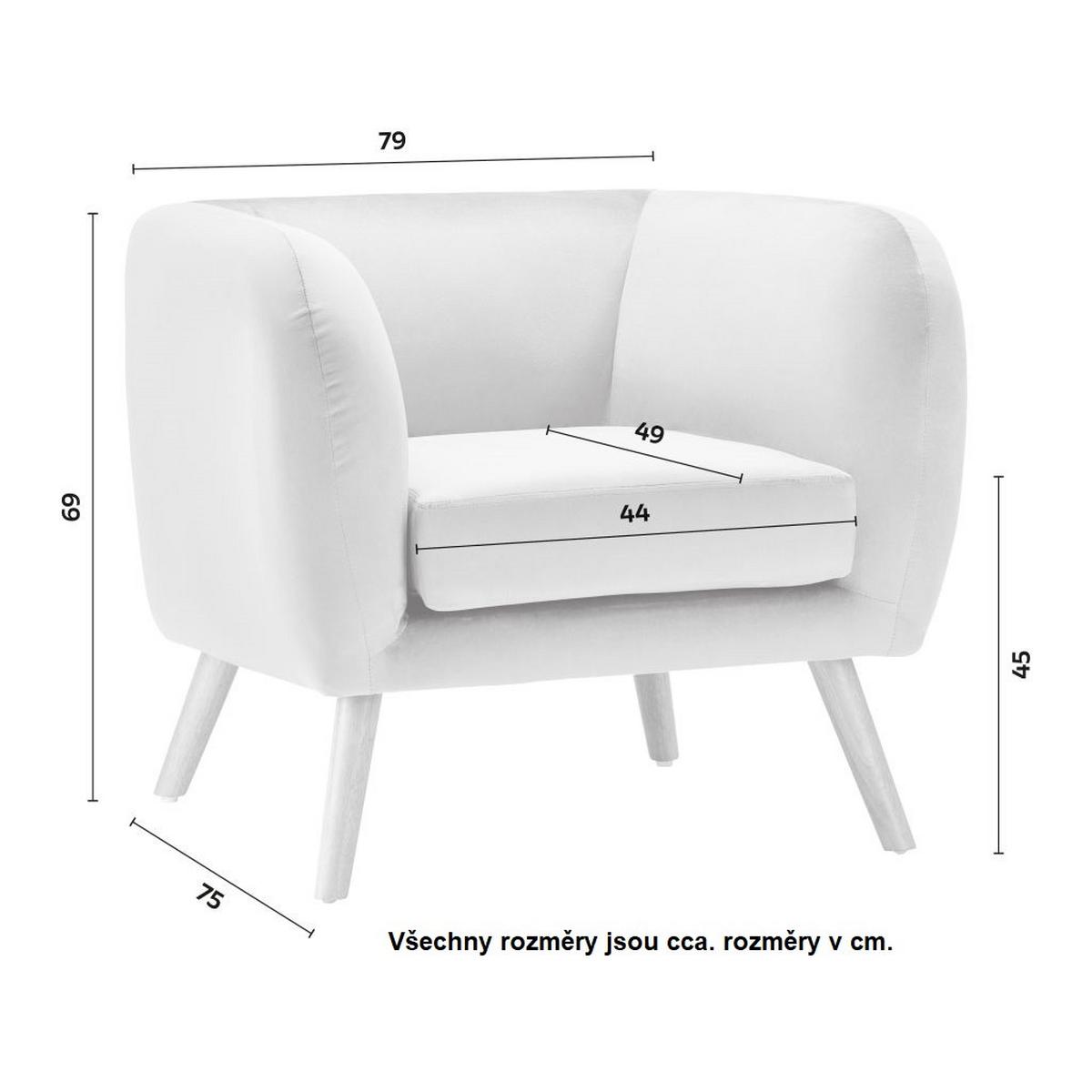 Relaxační křeslo BRUNO, béžová, max. 140 kg - přírodní barvy/béžová, Moderní, dřevo/textil (79/69/75cm) - Bessagi Home