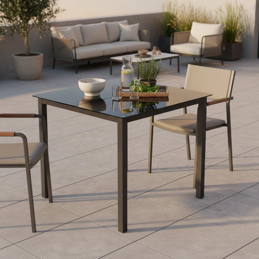 Gartentisch Klappbar Metall/holzwerkstoff ⌀ 80 Cm - Anthrazit, KONVENTIONELL, Holzwerkstoff/Metall (80/71/80cm) - Siena Garden