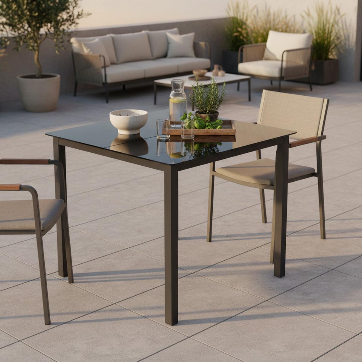 Gartentisch Klappbar Metall/holzwerkstoff ⌀ 80 Cm - Anthrazit, KONVENTIONELL, Holzwerkstoff/Metall (80/71/80cm) - Siena Garden