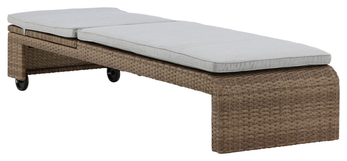 Sonnenliege London - Sandfarben/Hellbraun, KONVENTIONELL, Kunststoff/Textil (60/32/196cm) - Gardenson