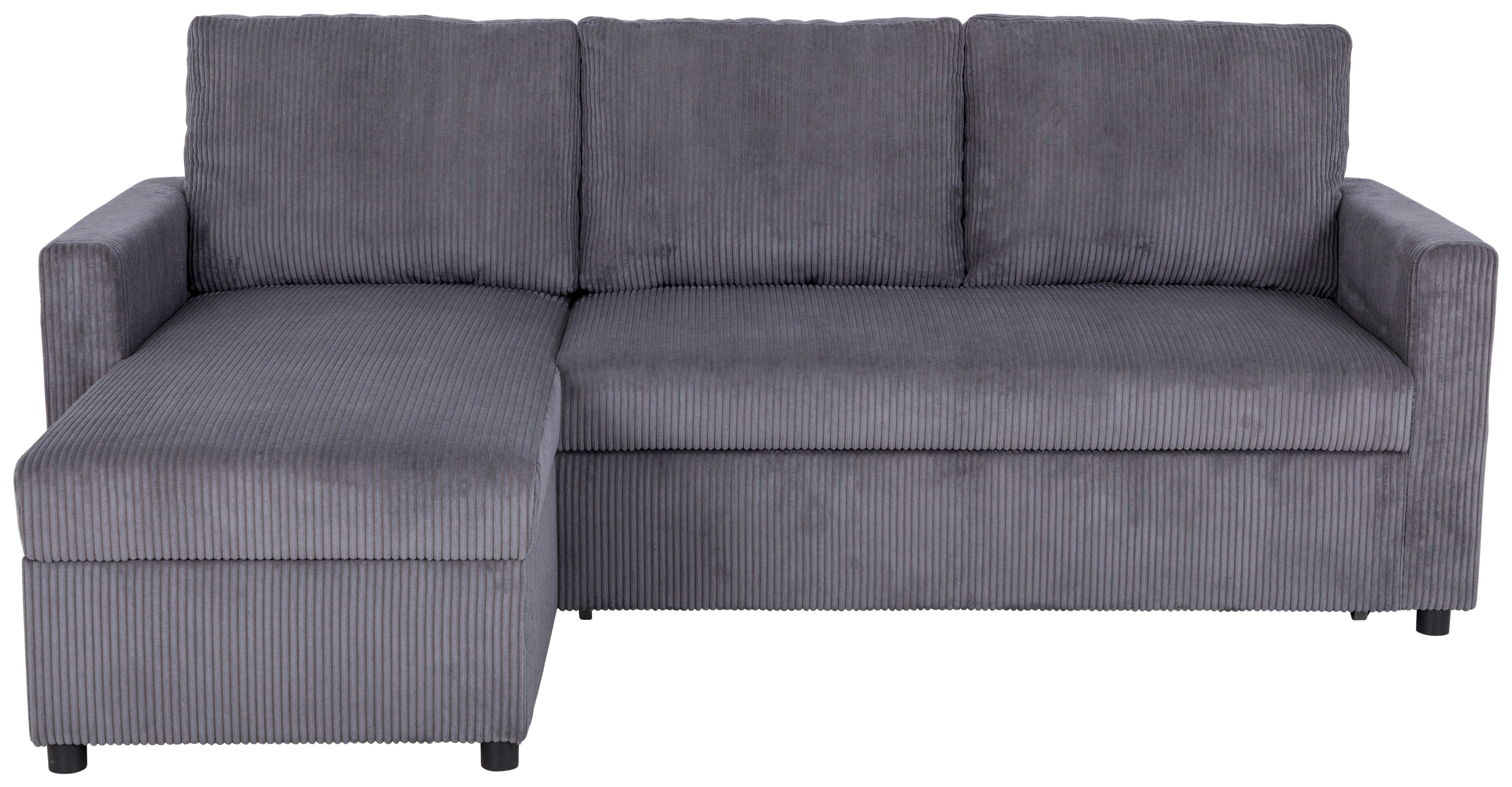 Ecksofa Paris Anthrazit Mit Schlaffunktion L: 215 Cm - Anthrazit/Schwarz, Basics, Holz/Holzwerkstoff (215/145cm)