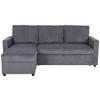 Ecksofa Mit Schlaffunktion Paris Anthrazit Cord 215x145cm - Anthrazit/Schwarz, Basics, Holz/Holzwerkstoff (215/145cm)