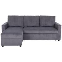 Ecksofa Mit Schlaffunktion Paris Anthrazit Cord 215x145cm - Anthrazit/Schwarz, Basics, Holz/Holzwerkstoff (215/145cm)