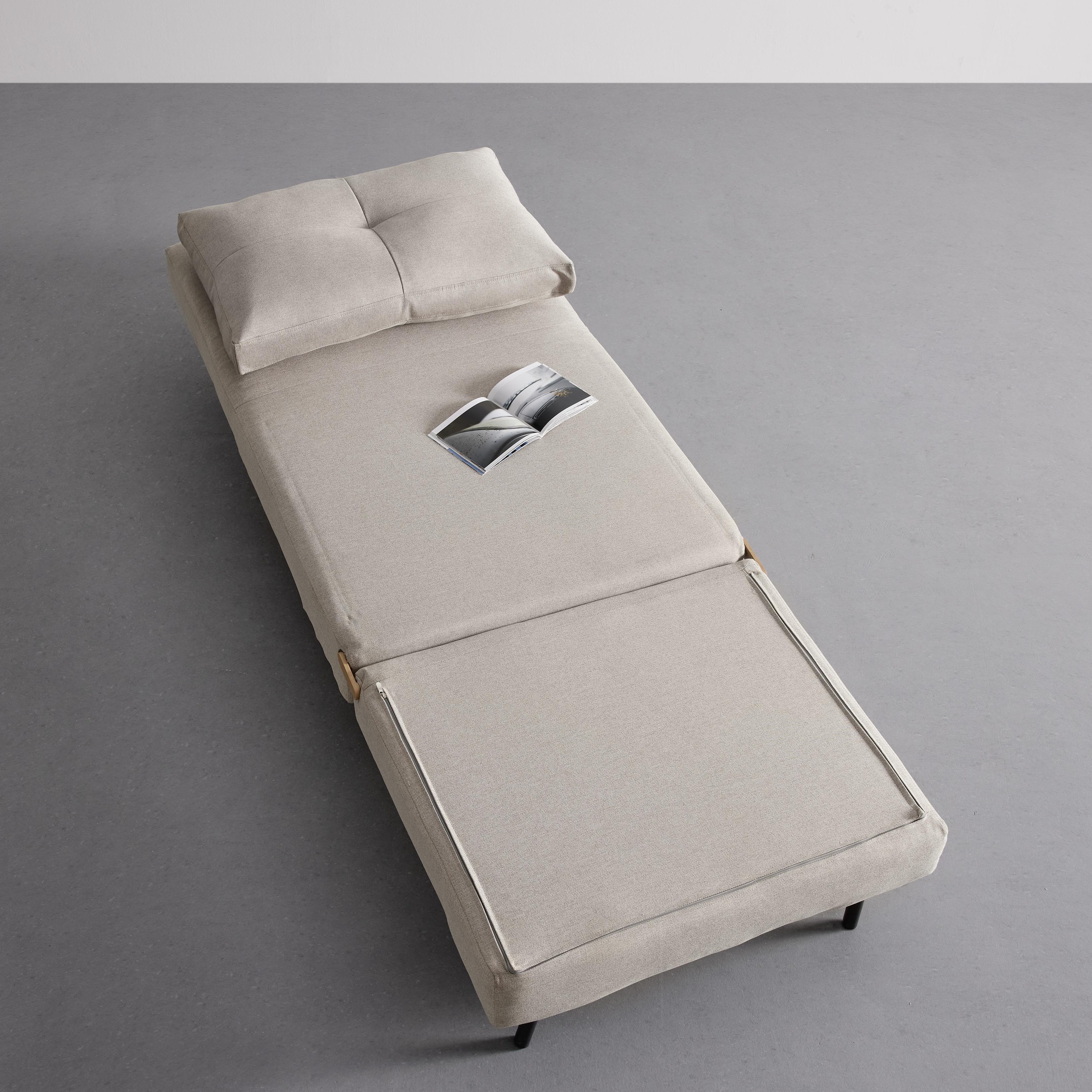 Rozkládací pohovka Malic - béžové - barvy dubu/béžová, Moderní, kov/textil (80/84/90cm) - Bessagi Home
