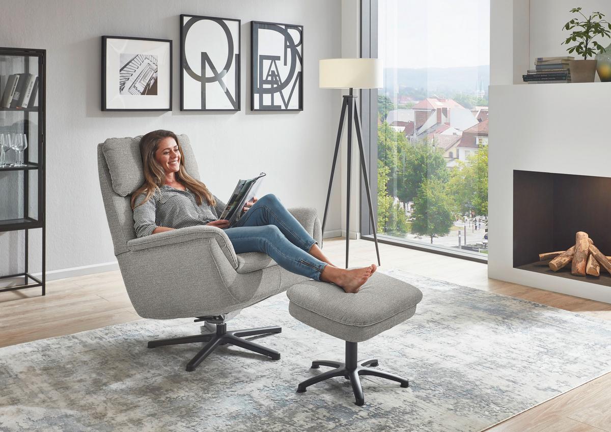 Kreslo NIELS, strieborná, funkcia hojdania - čierna/strieborná, Design, kov/textil (79/108/89cm)