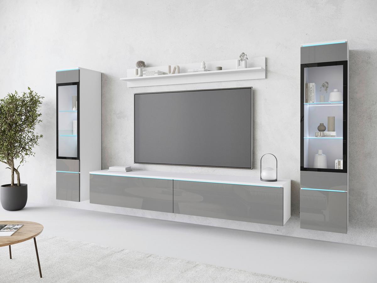OBÝVACÍ STĚNA VERA II - bílá/šedá, Trend, kompozitní dřevo/plast (240/130/33cm)