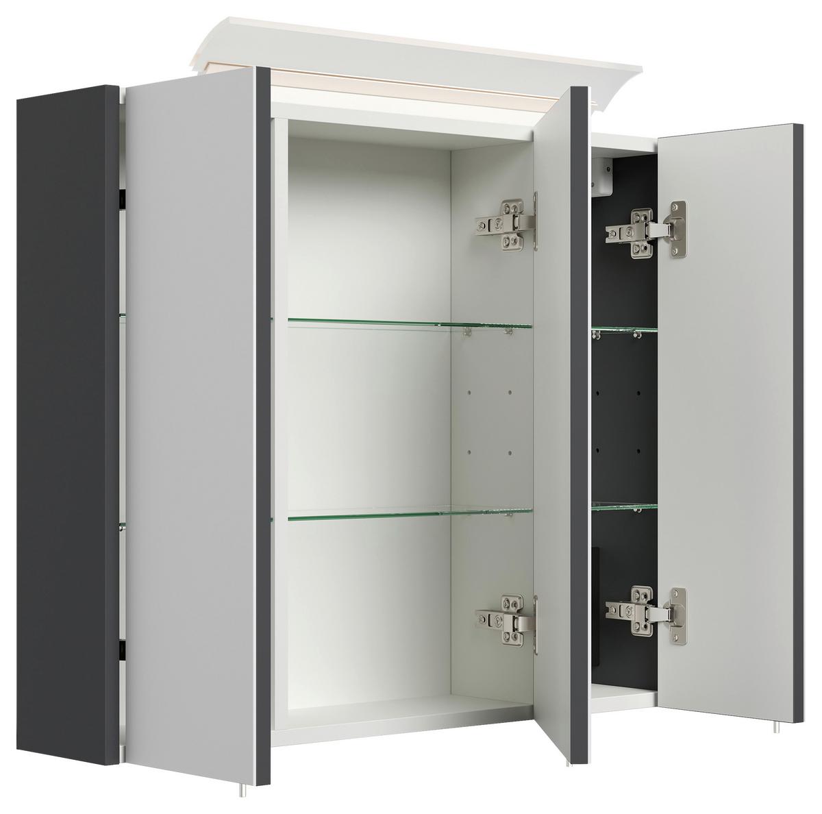 Spiegelschrank Graphitfarben B: 75 cm - Graphitfarben, MODERN, Glas/Holzwerkstoff (75/62/17cm) - MID.YOU