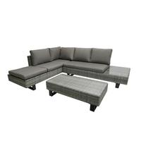 Loungegarnitur Cadiz - Klar/Schwarz, Basics, Glas/Kunststoff - Gardenson