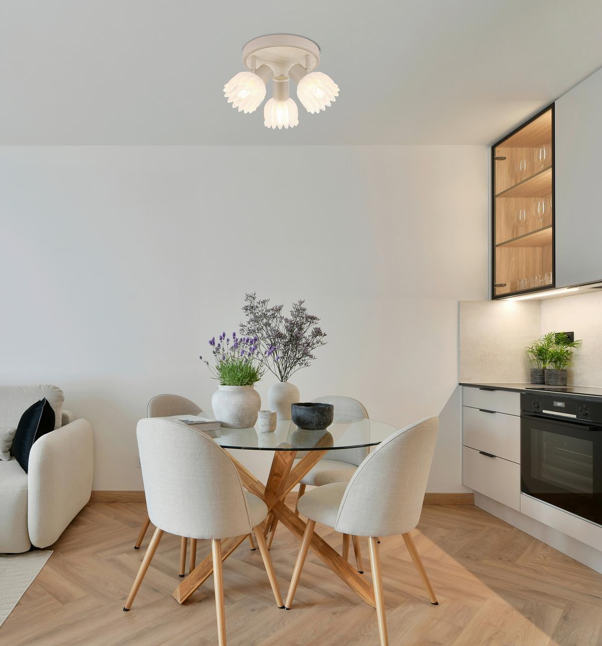 Strahler Exkl. 3xe14, 40w - Sandfarben, KONVENTIONELL, Glas/Metall (34/12,5cm) - Globo