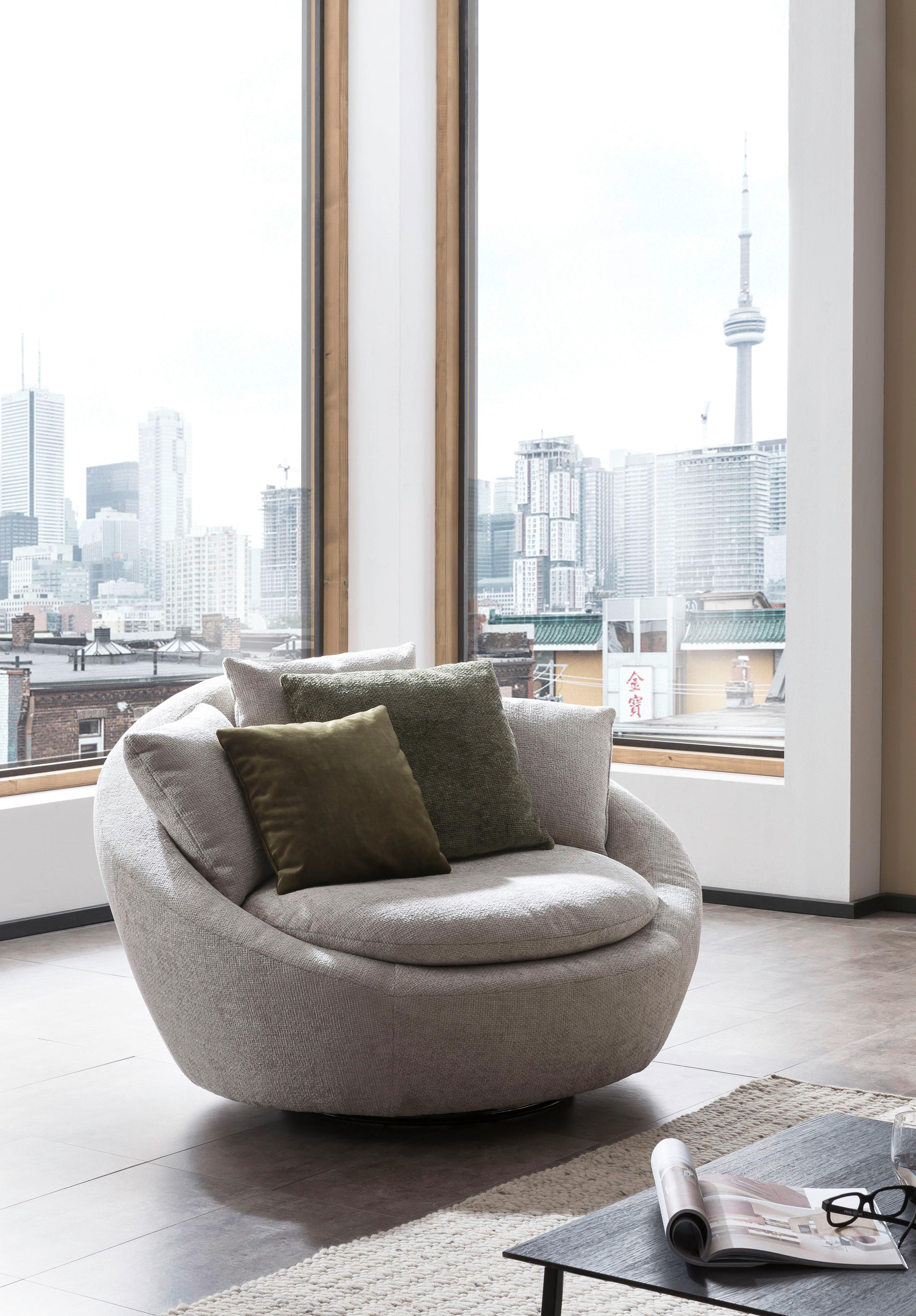 Sessel Maui - Silberfarben/Schwarz, MODERN, Textil (130/80/112cm) - Trendmanufaktur