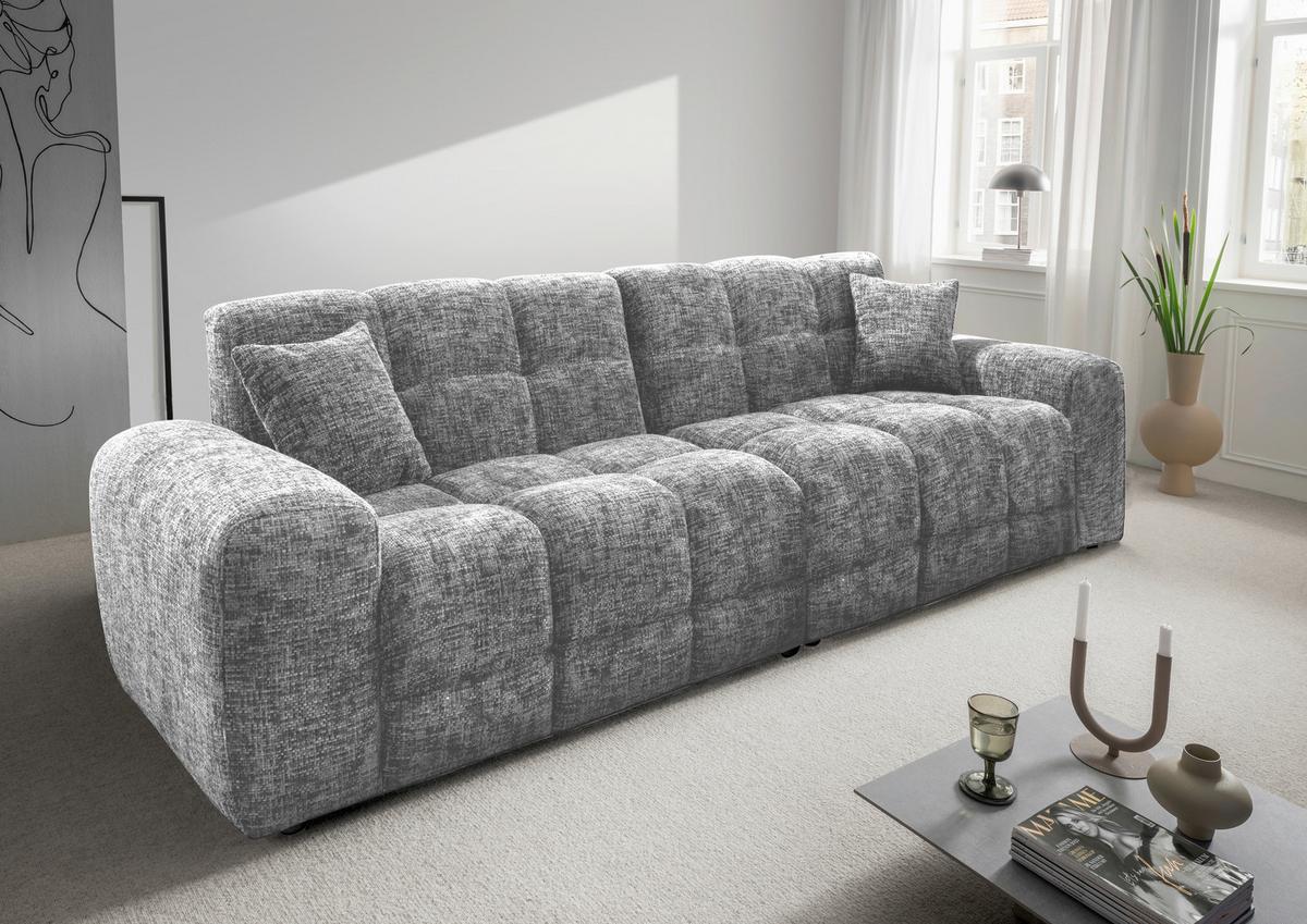 Viersitzer-Sofa Bosco, Silberfarben B: 300 cm - Silberfarben/Schwarz, MODERN, Textil (300/87/120cm) - Livetastic