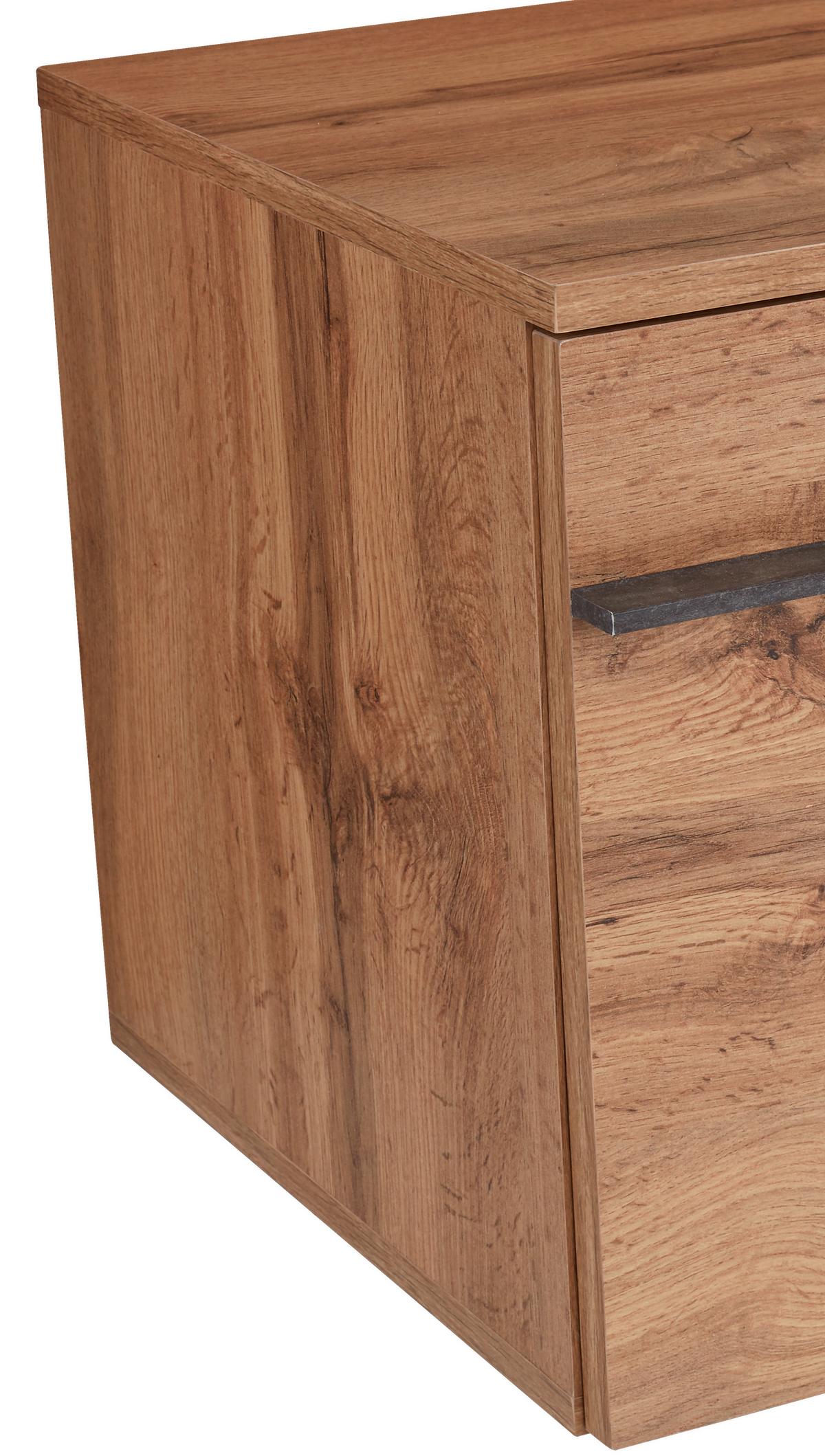 Garderobenbank Venedig B: 90 cm 1 Klappe, Wotan Eiche Dekor - Eichefarben/Schwarz, MODERN, Holzwerkstoff (90/45/38cm)