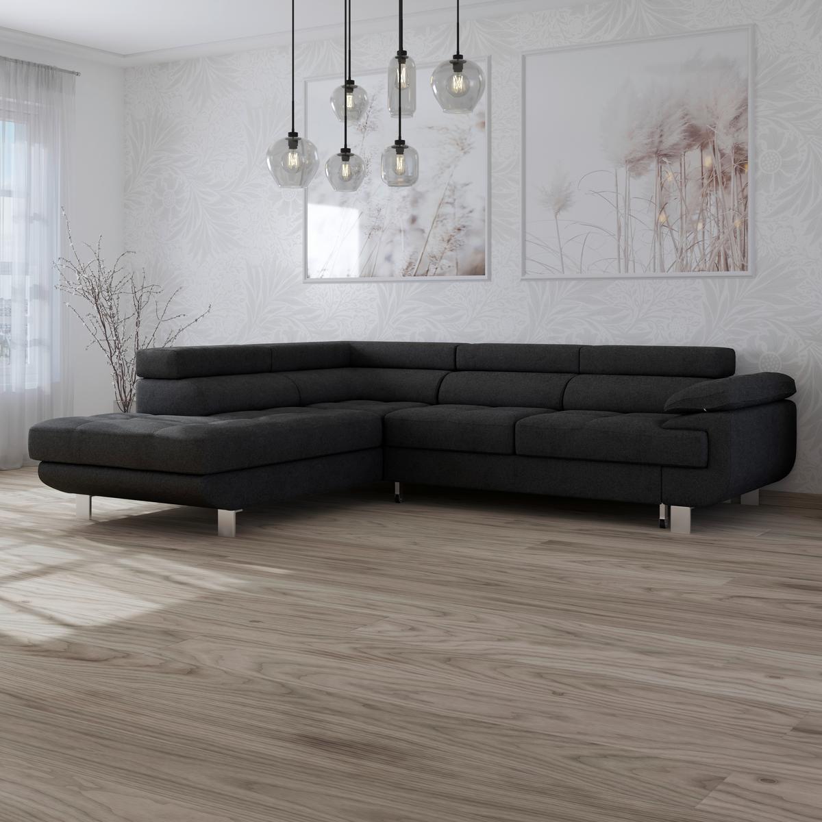 Sarokgarnitúra Savona - grafitszürke/kékesszürke, Modern, textil (230/270cm) - Ondega
