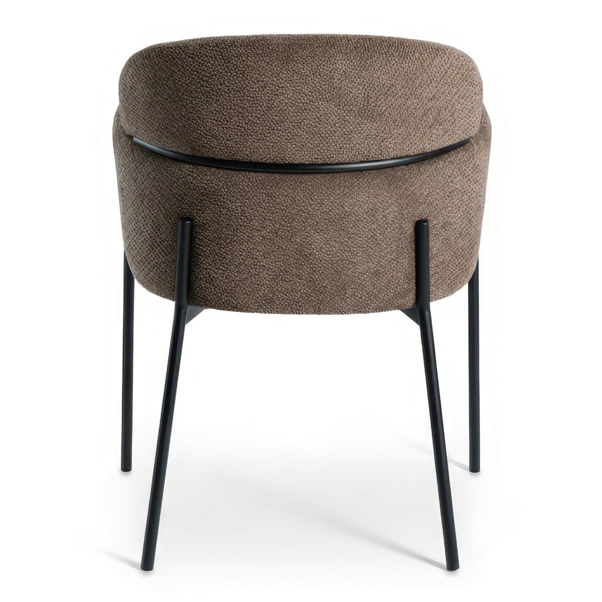 Židle s područkami Chloe, hnědé, čalouněné - černá/hnědá, Moderní, kov/textil (62/79/59,5cm) - Bessagi Home