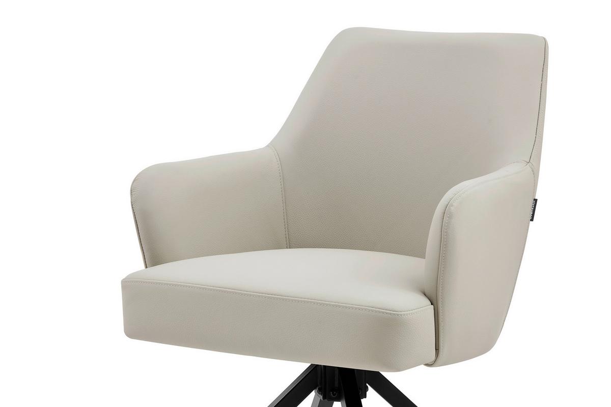 Armlehnstuhl Janette Schwarz/Beige B: 57,5 cm - Beige/Schwarz, MODERN, Leder/Holz (57,5/83,5/63cm) - Livetastic