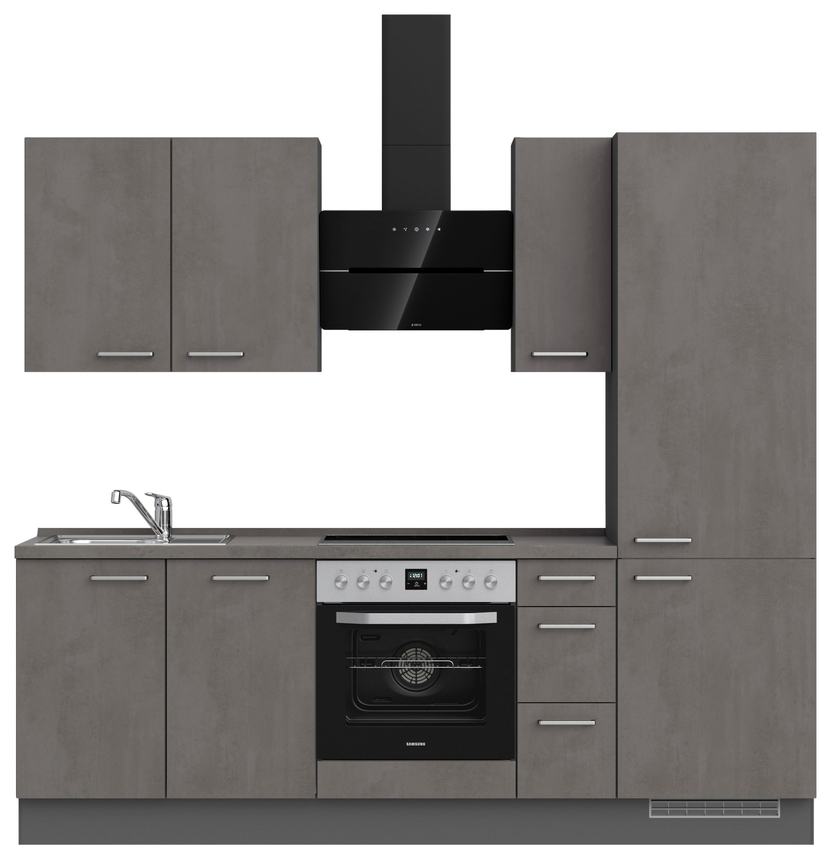 Kuchynská linka 240 cm, bridl.šedý betón/bridl.šedá - farba ušľachtilej ocele/bridlicová, Modern, kov/kompozitné drevo (240cm) - Nobilia