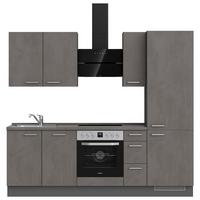 Kuchynská linka 240 cm, bridl.šedý betón/bridl.šedá - farba ušľachtilej ocele/bridlicová, Modern, kov/kompozitné drevo (240cm) - Nobilia