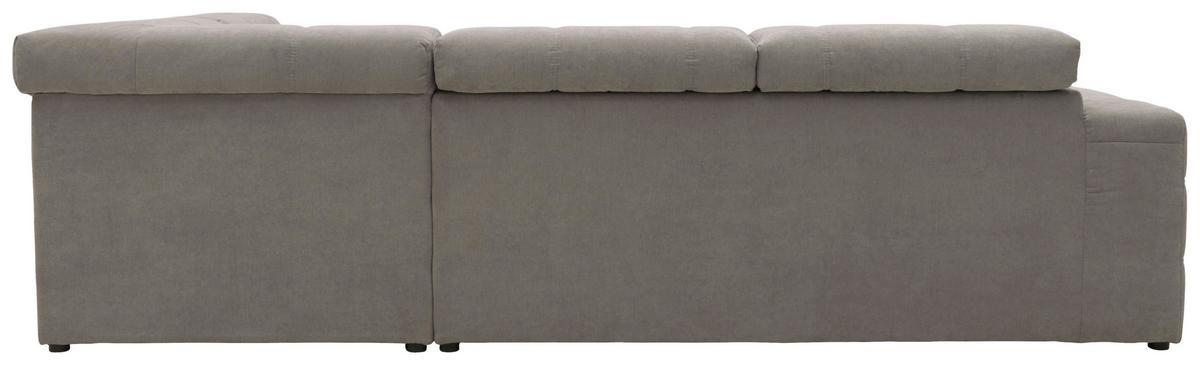 Ecksofa + Kopfteilverstellung Brandon Silberfarben - Silberfarben/Schwarz, Design, Textil (275/228cm) - MID.YOU