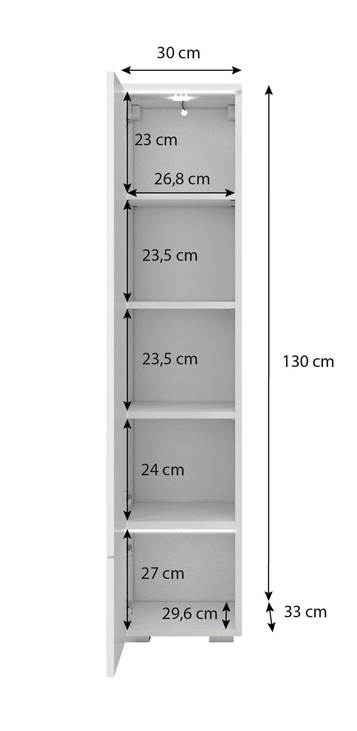 Hochschrank Vera Schwarz B: 30cm - Schwarz/Grau, Design, Holzwerkstoff (30/130/33cm) - Livetastic
