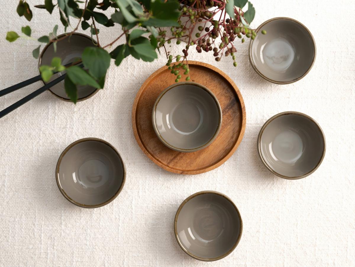 SADA MISEK NA OMÁČKU NATURE COLLECTION - šedá, Trend, keramika (8cm) - Creatable