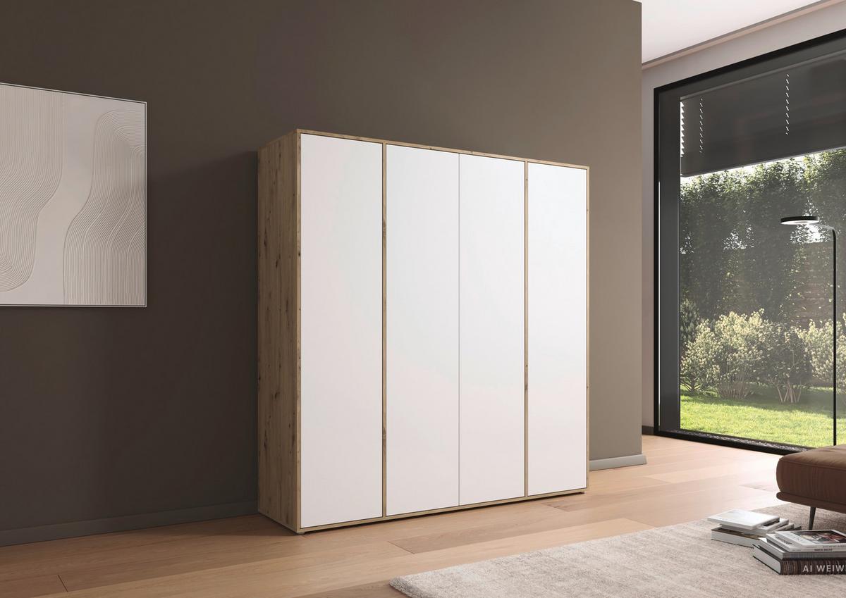 Drehtürenschrank Nabila Eiche Artisan Dek. Weiß - Weiß/Eiche Artisan, MODERN, Holzwerkstoff (187/194/53cm) - Rauch Möbel