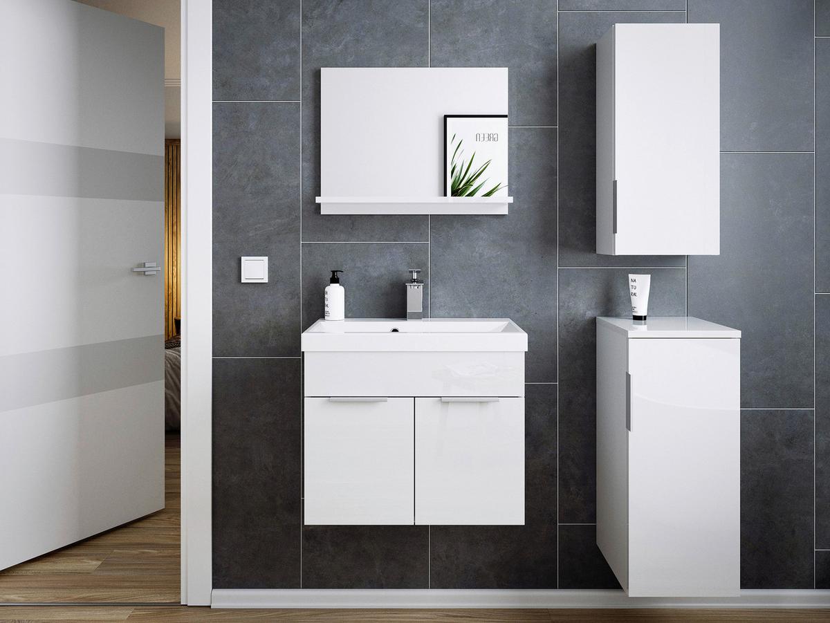 WASCHTISCHKOMBI Slimline Weiß B: 59,5cm - Weiß, Basics, Holzwerkstoff/Stein (59,5cm) - MID.YOU