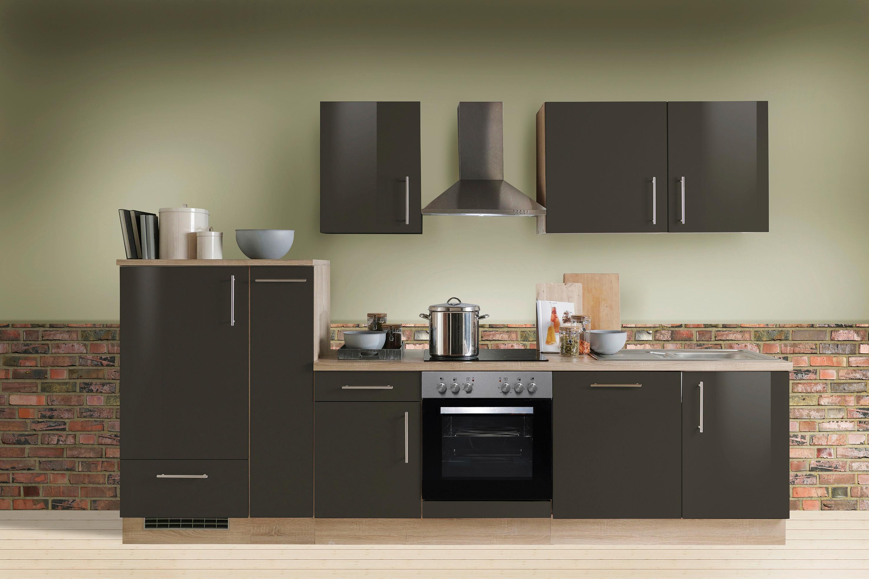 Küchenblock Premium - Dunkelbraun/Sonoma Eiche, KONVENTIONELL, Holzwerkstoff (310cm) - Menke