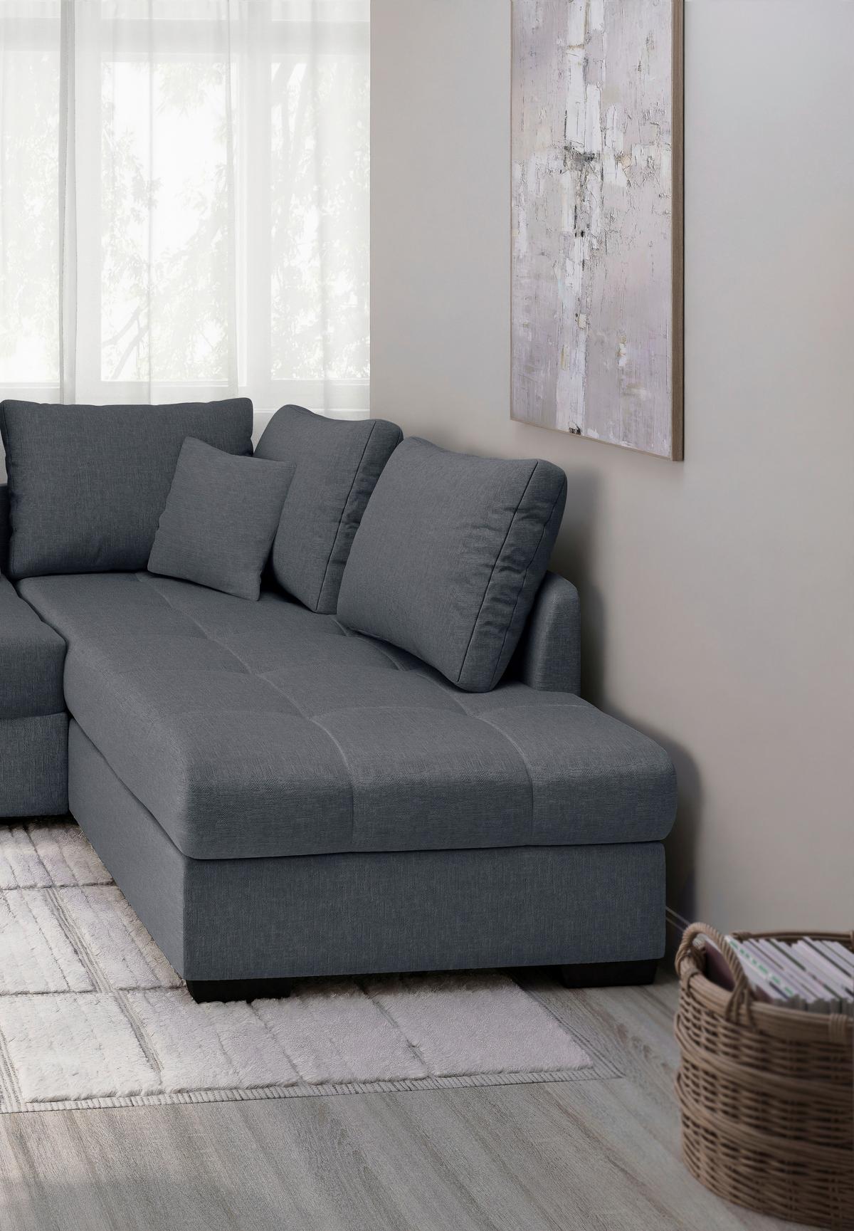 Eckschlafsofa Alvito Anthrazit S: 298x202 Cm - Anthrazit/Schwarz, MODERN, Textil (298/202cm) - MID.YOU