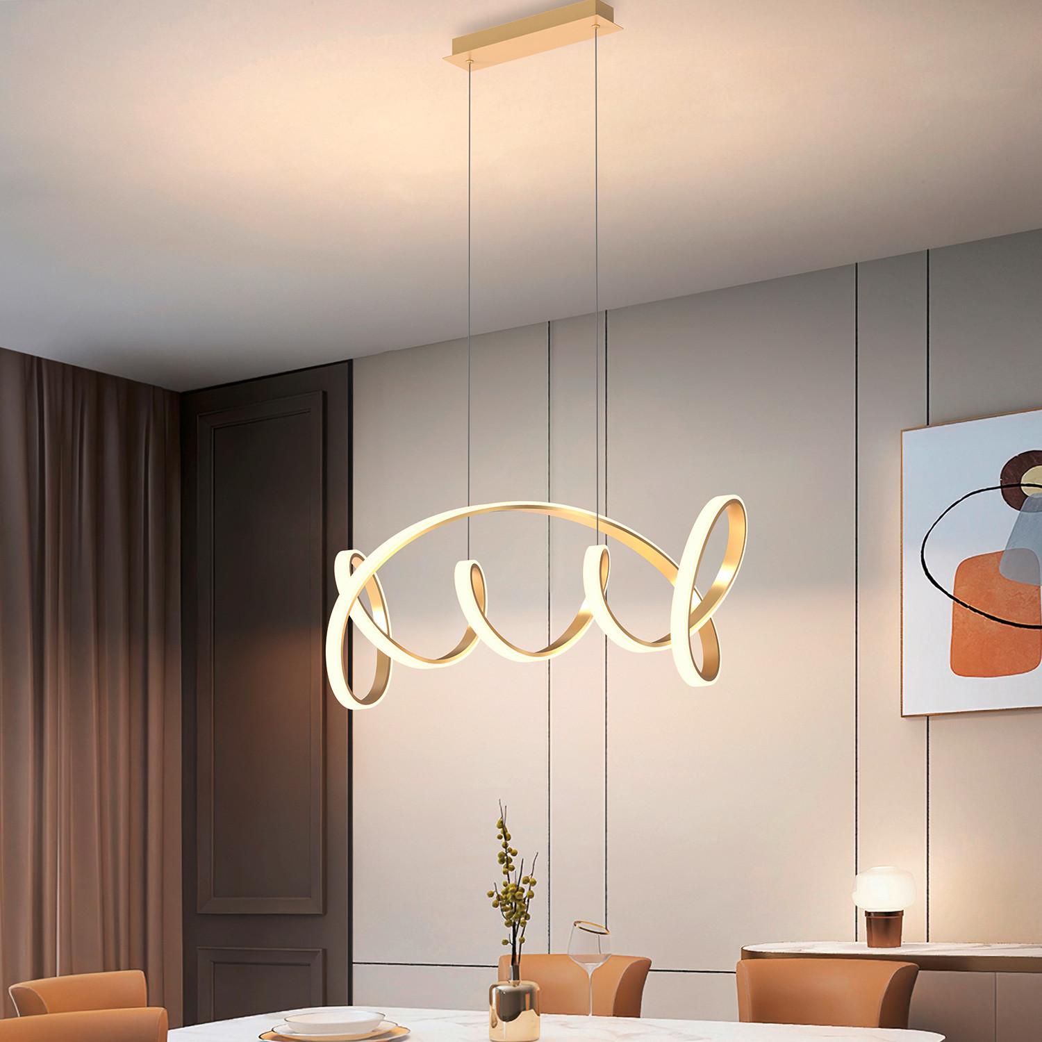 LED-Pendelleuchte Soro Goldfarben L: 102 cm - Goldfarben, Design, Metall (102/40/150cm)