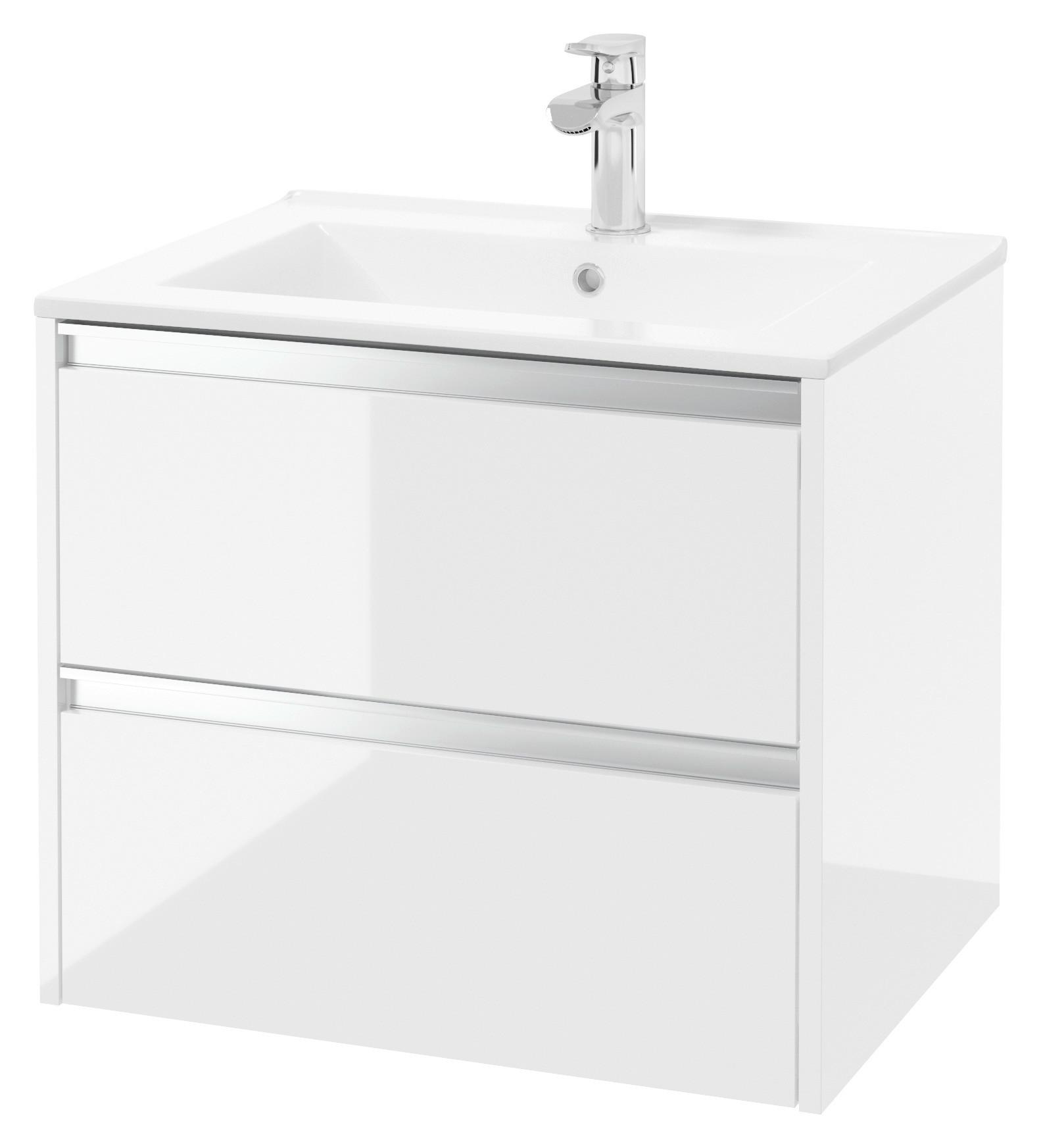 Waschbecken Mit Unterschrank Nena B: 60 Cm Weiß - Weiß, Basics, Keramik/Holzwerkstoff (60cm) - MID.YOU