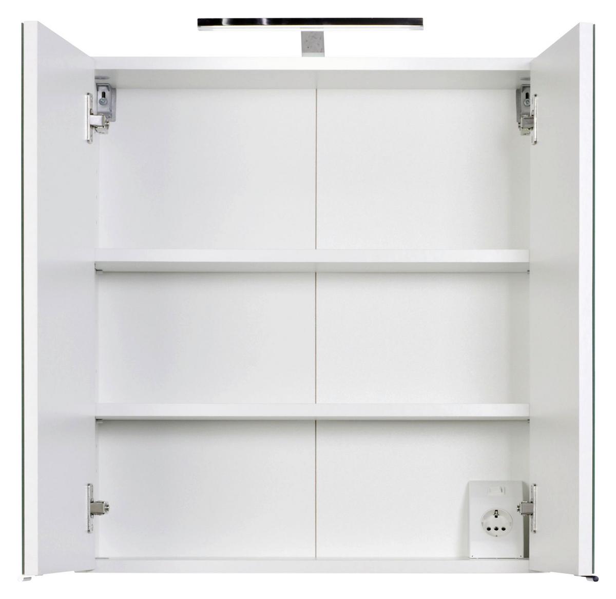 Badmöbel-set 2-tlg. Inkl. Led Siena B: 60cm, Weiß/eiche - Weiß/Silbereichenfarben, MODERN, Holzwerkstoff/Stein (60cm) - Held