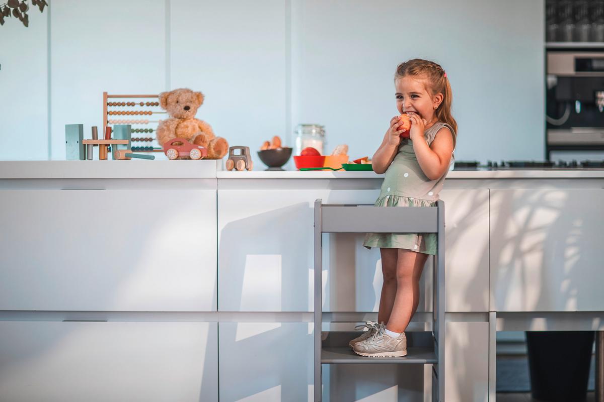 Lernturm Grau - Hellgrau, Design, Holz (40/91/45cm) - tiSsi