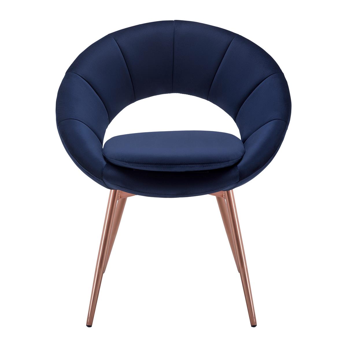 Židle ze sametu Levi tmavěmodrá - tmavě modrá, Moderní, kov/dřevo (67/74/60.5cm) - Bessagi Home