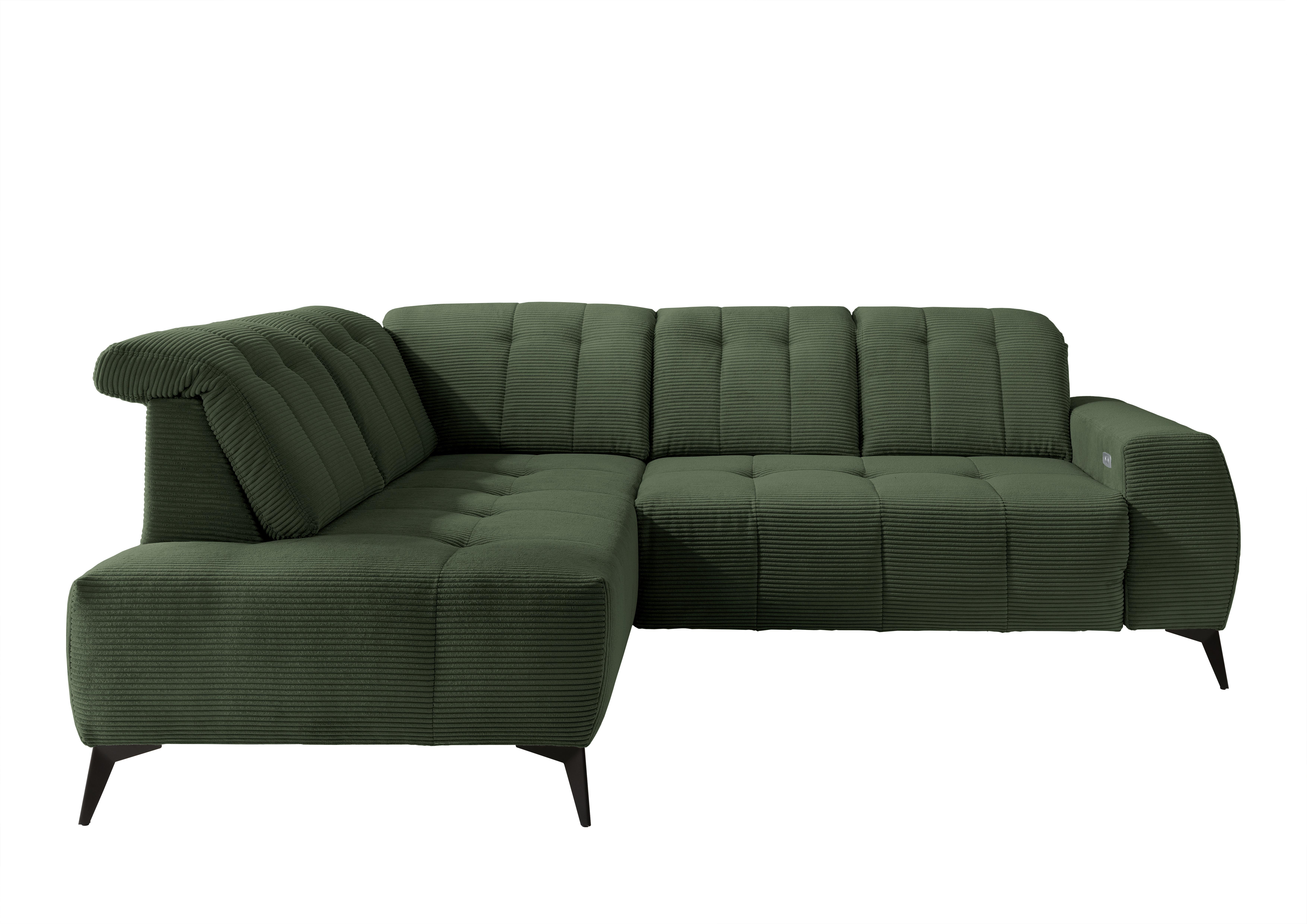 Ecksofa mit USB Anschluss Sano, Dunkelgrün,s: 200x261 cm - Dunkelgrün/Schwarz, MODERN, Textil (200/261cm) - Livetastic