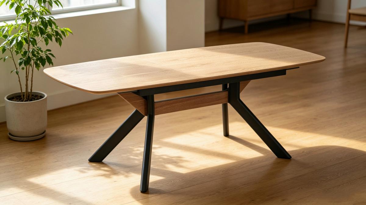 Esstisch Riga Naturfarben/SchwarzL:160-200cm - Schwarz/Naturfarben, MODERN, Holzwerkstoff/Metall (160/200/95/76cm) - Livetastic