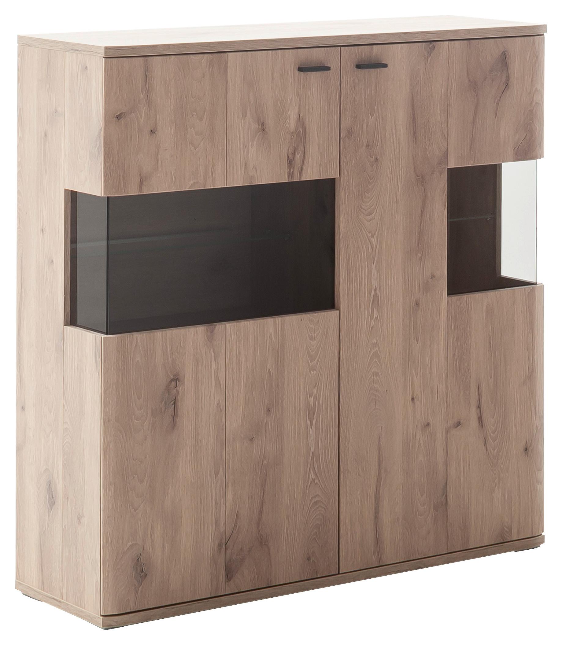 Highboard Prato Eichefarben B: 119 Cm - Eichefarben, Design, Glas/Holzwerkstoff (119/120/37cm) - MID.YOU