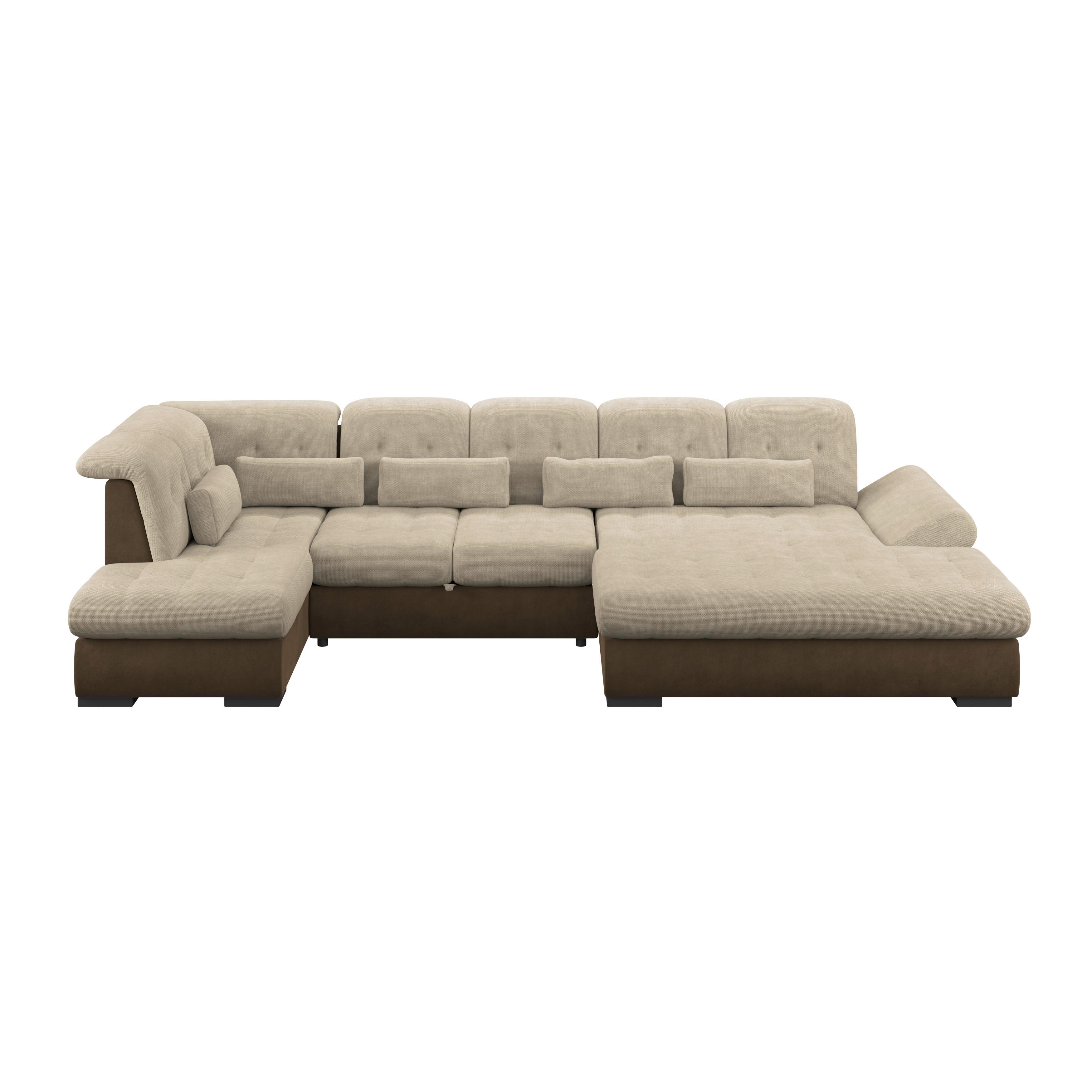Wohnlandschaft Madera Creme, S: 212x358 cm - Hellbraun/Creme, KONVENTIONELL, Kunststoff/Textil (212/358/190cm)