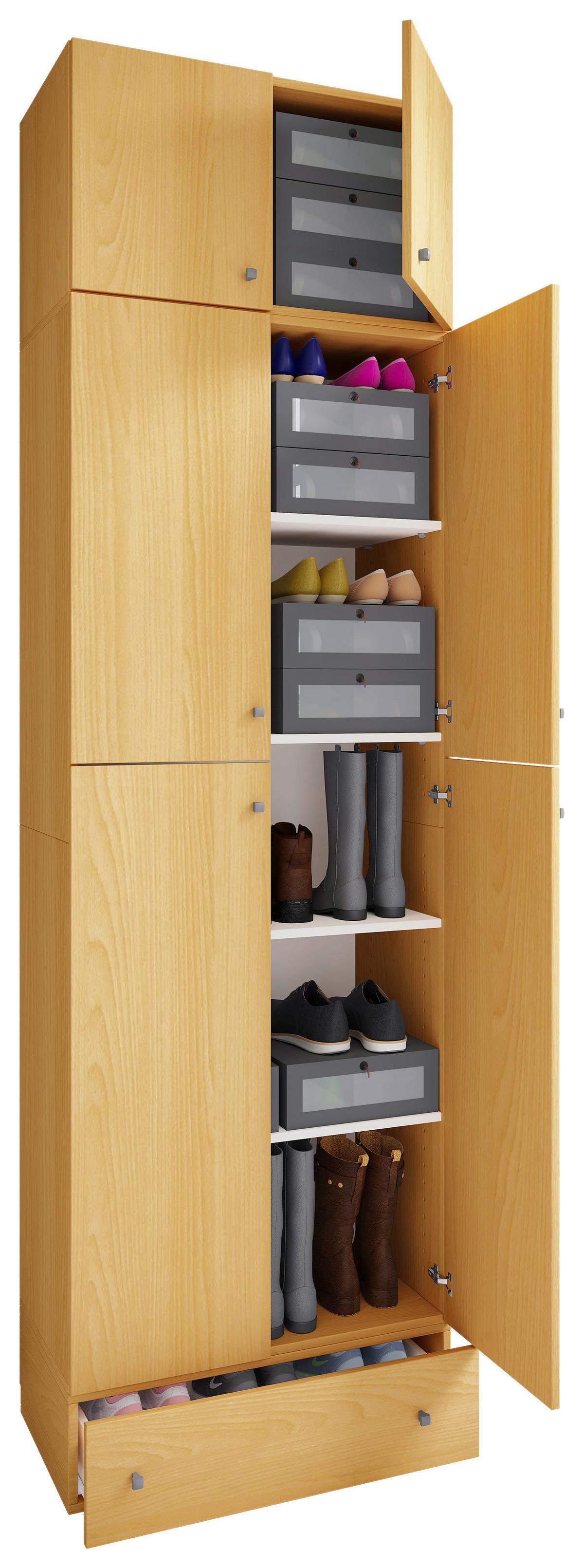 Schuhschrank Lona XXL Buche Dekor B: 70 cm - Buchefarben/Schwarz, KONVENTIONELL, Holzwerkstoff (70/240/39cm) - MID.YOU