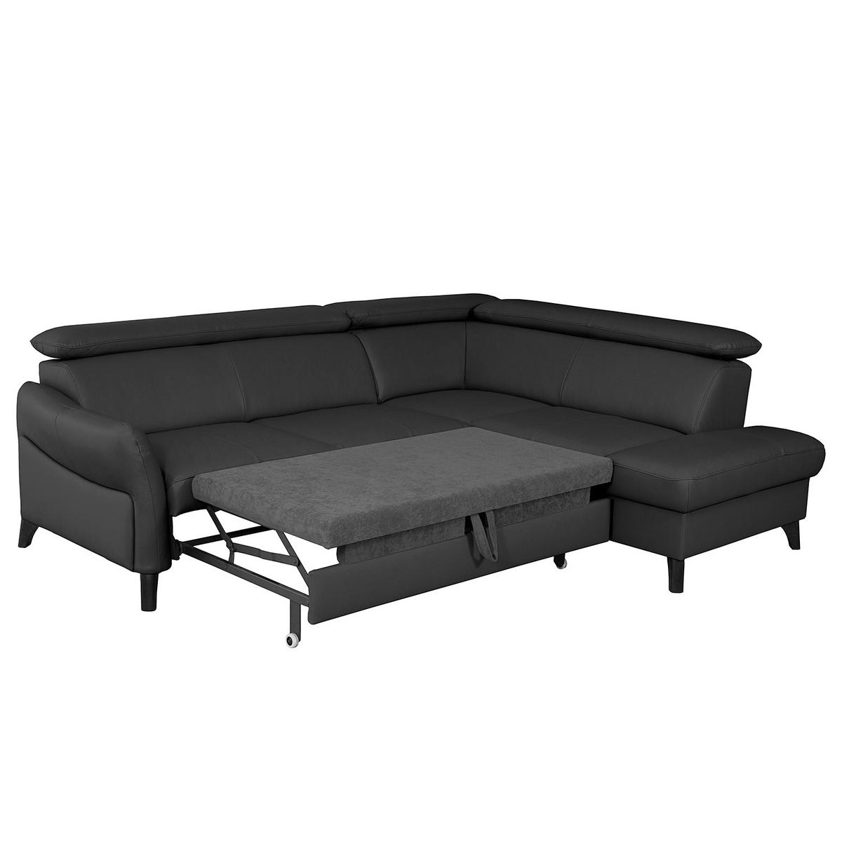 Ecksofa Note New Teilleder Schwarz 244x199 - Schwarz, Design, Leder/Textil (244/199cm) - Livetastic