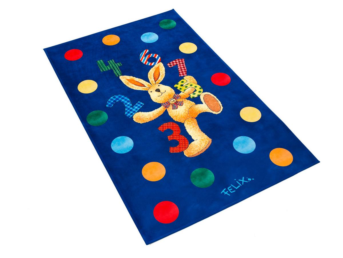 Kinderteppich Felix Der Hase Blau/bunt 80x150 Cm - Dunkelblau, Trend, Textil (80/150cm)