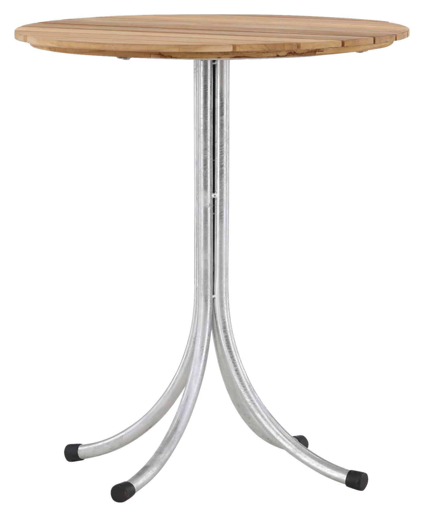 Gartentisch Holmsund - Silberfarben/Teakfarben, KONVENTIONELL, Holz/Metall (65/65/75cm) - Gardenson
