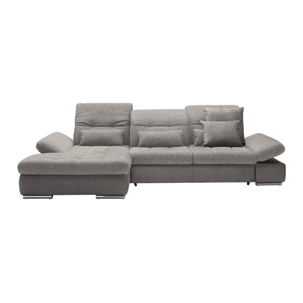 Rohová sedačka SANFINO, ľavá, strieborná - chrómová/strieborná, Konventionell, kov/drevo (199/79-96/305cm) - Premium Living
