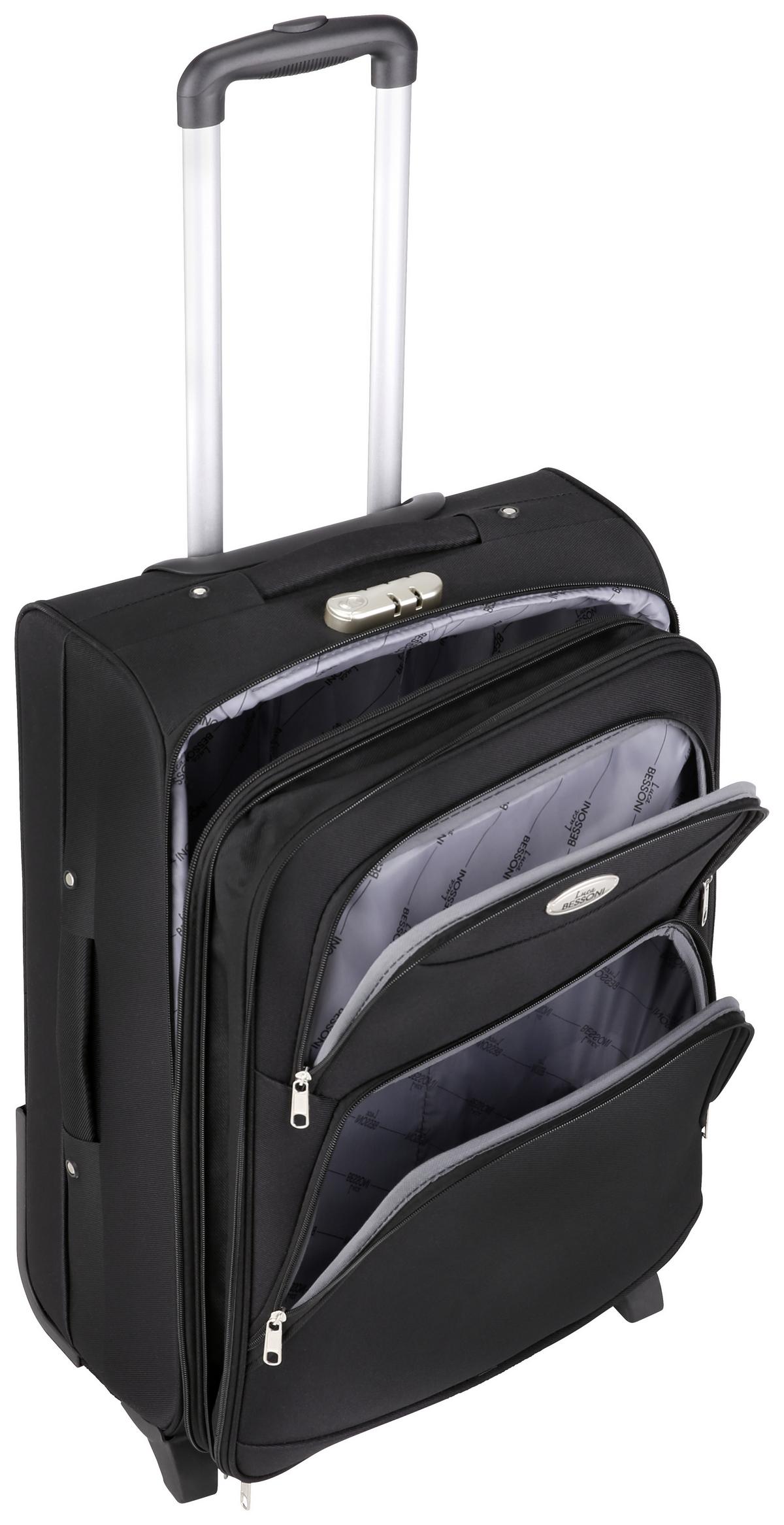 Reisekoffer Ingolf Mit 2 Rollen - Schwarz/Grau, MODERN, Kunststoff/Textil (42/60/26cm) - Luca Bessoni