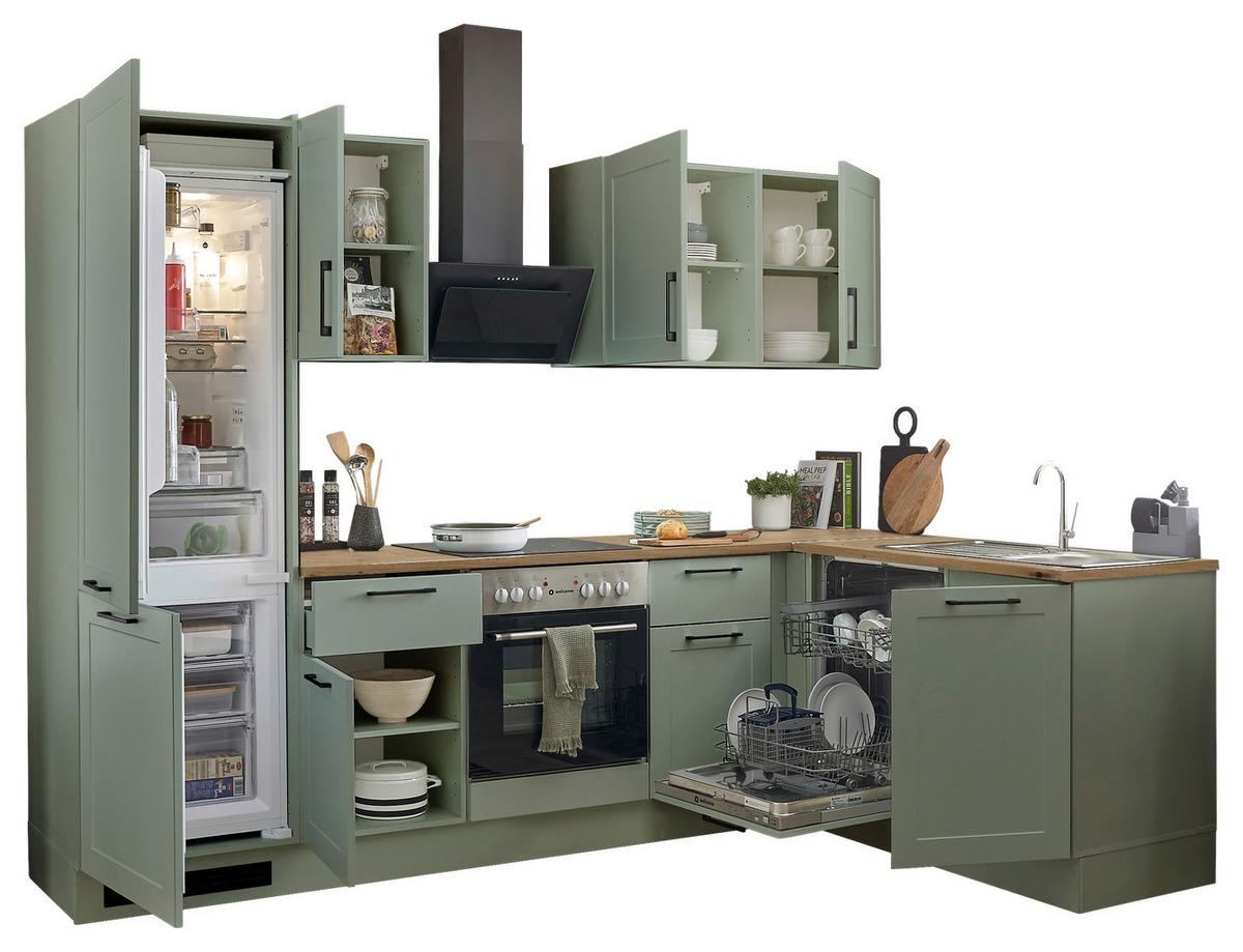 Eckküche Marseille Grün/eiche Dekor S: 280x175 Cm - Eiche Artisan/Grün, Design, Holzwerkstoff (280/175cm) - MID.YOU