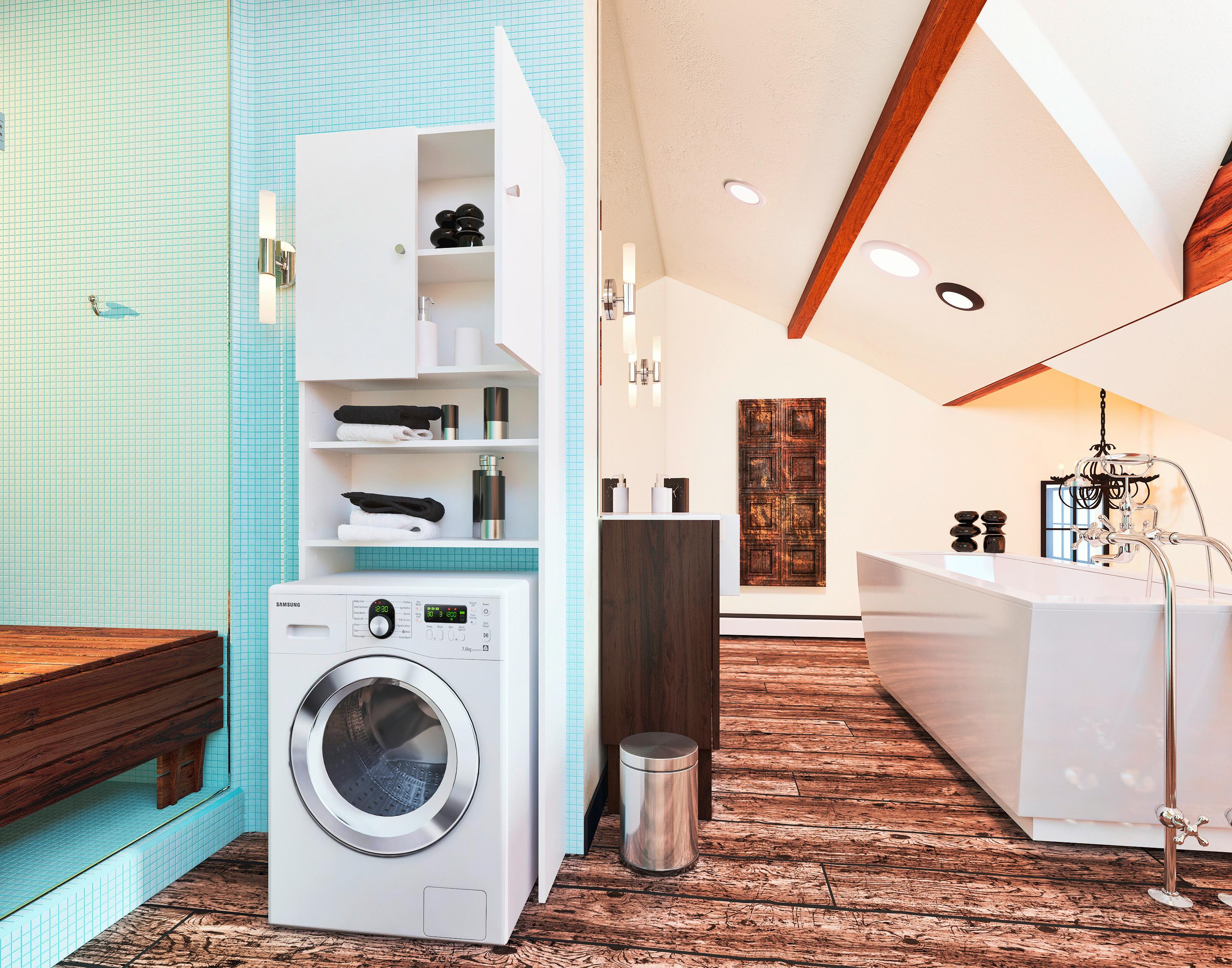 regál nad práčku biela - Basics (64/190/26cm) - Based